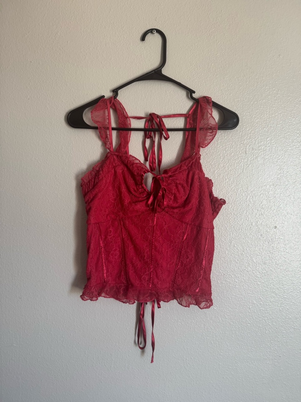 Pink Lace Tie-Back Women's Tank Top